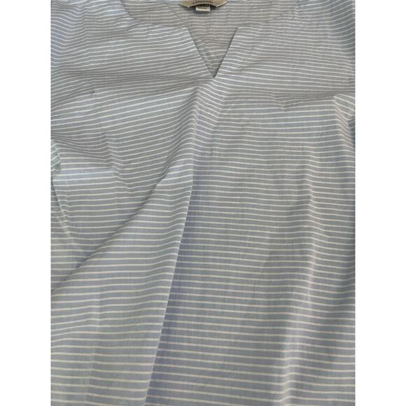 Lands' End Women's Blue White 3/4 Sleeve Slub Notch Neck Blouse Top Size 3X - Picture 3 of 8